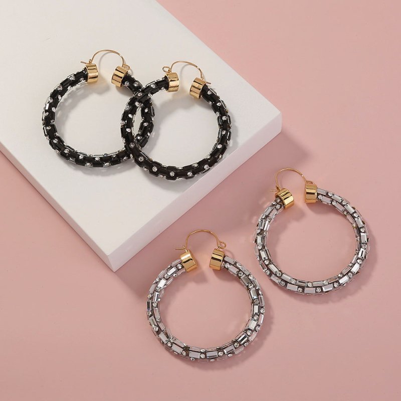 Exaggerated Trend, Thin Ear Hoop Hoop Earrings, Multi-color Combination Set Earrings-Jewearrings