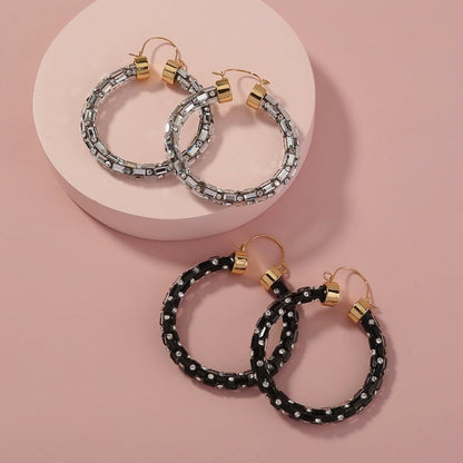 Exaggerated Trend, Thin Ear Hoop Hoop Earrings, Multi-color Combination Set Earrings-Jewearrings