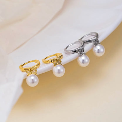 Exquisite Bow Artificial Pearl Earrings-Jewearrings