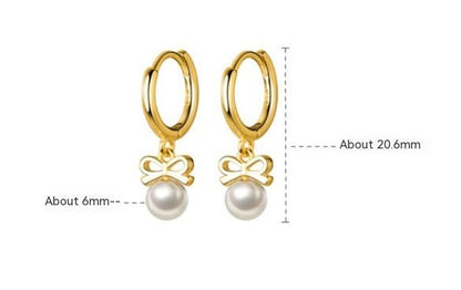 Exquisite Bow Artificial Pearl Earrings-Jewearrings