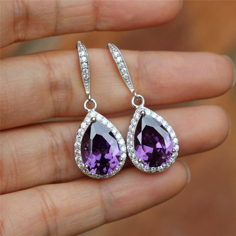 Exquisite Full Diamond Drop Zircon Earrings Women-Jewearrings