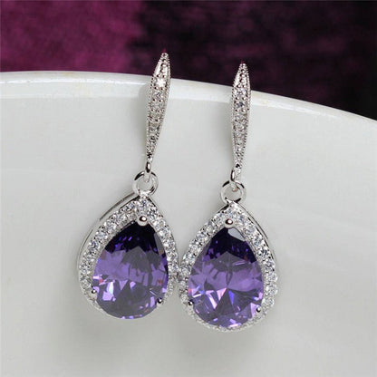 Exquisite Full Diamond Drop Zircon Earrings Women-Jewearrings