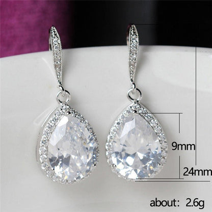 Exquisite Full Diamond Drop Zircon Earrings Women-Jewearrings