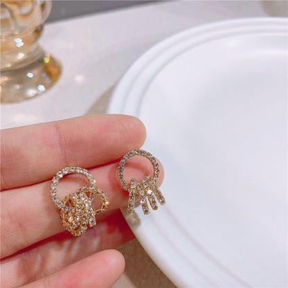 Exquisite Rhinestone Circle Hoop Earrings-Jewearrings