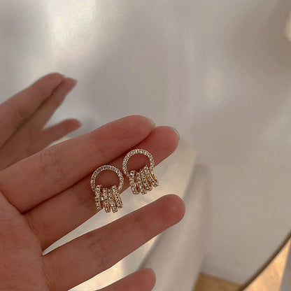 Exquisite Rhinestone Circle Hoop Earrings-Jewearrings