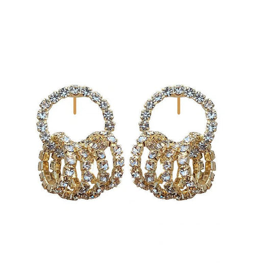 Exquisite Rhinestone Circle Hoop Earrings-Jewearrings