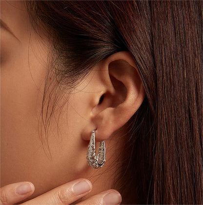 Exquisite White Gold Plated Pattern Ear Ring Female British Retro Luxury Style S925 Silver Earrings Eardrops-Jewearrings