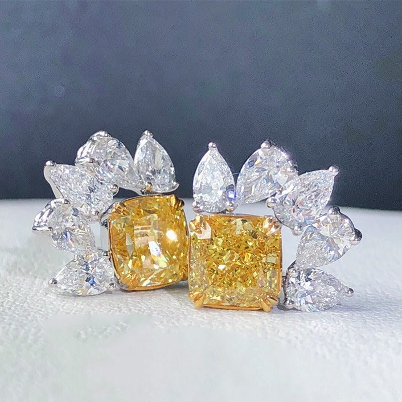 Exquisite Zircon Yellow Diamond Inlaid Water Drop Earrings-Jewearrings