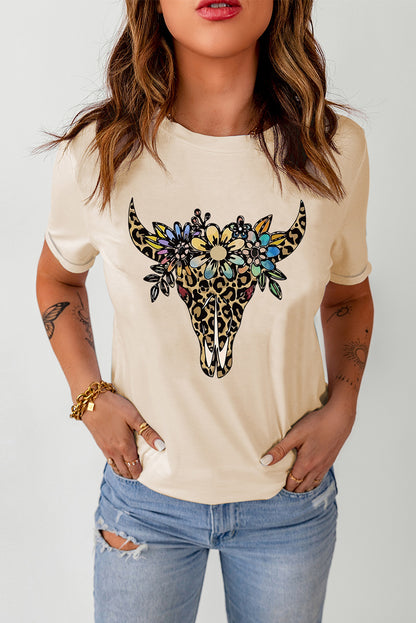 Graphic Cuffed Short Sleeve Crewneck Tee-Jewearrings