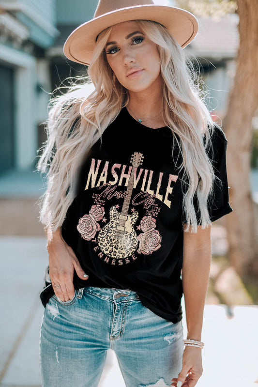 NASHVILLE MUSIC CITY Graphic Tee Shirt-Jewearrings