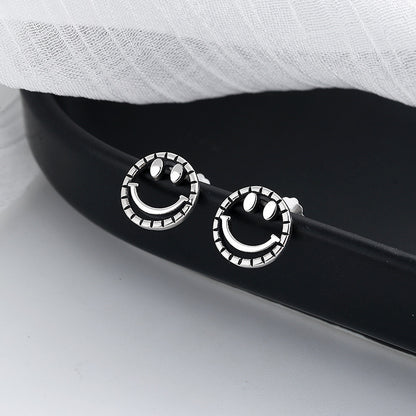 S925 Sterling Silver Simple Smile Face Earrings-Jewearrings