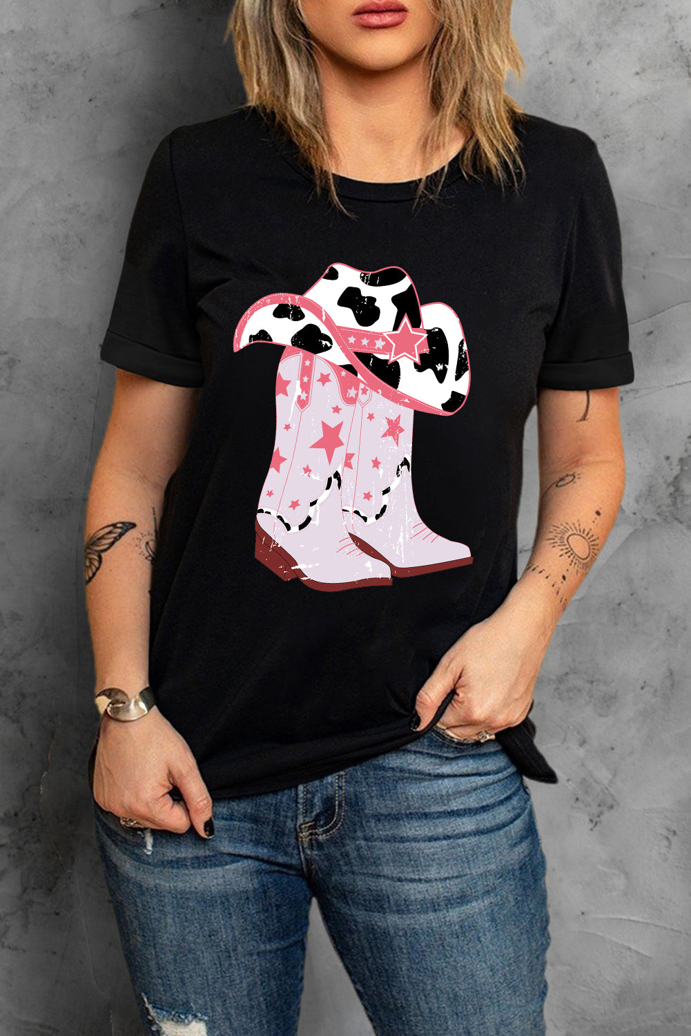 Cowboy Hat and Boots Graphic Tee-Jewearrings