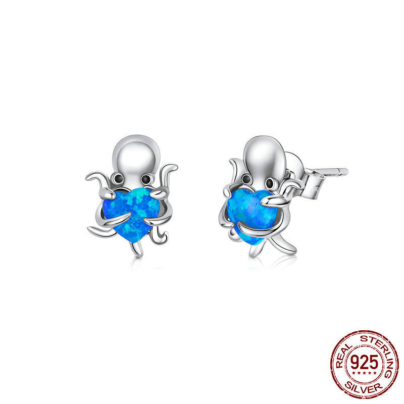 Octopus Earrings Opal Platinum Plated Fashion Girls Earrings-Jewearrings