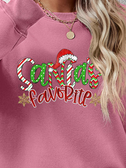 Letter Graphic Round Neck Long Sleeve Sweatshirt-Jewearrings