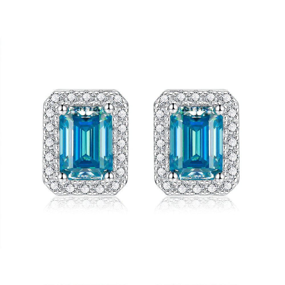 Women's Moissanite Emerald Cut Earrings-Jewearrings