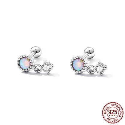 European And American Popular Sterling Silver S925 Simple Opal Earrings-Jewearrings