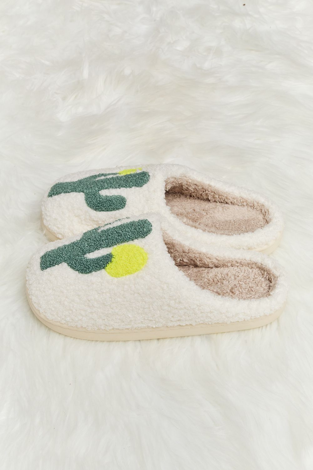 Melody Cactus Plush Slide Slippers-Jewearrings