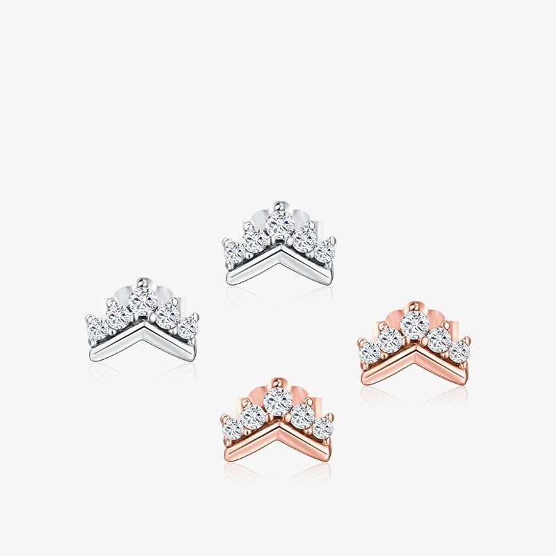 S925 Sterling Silver Crown Cute Earrings Women-Jewearrings