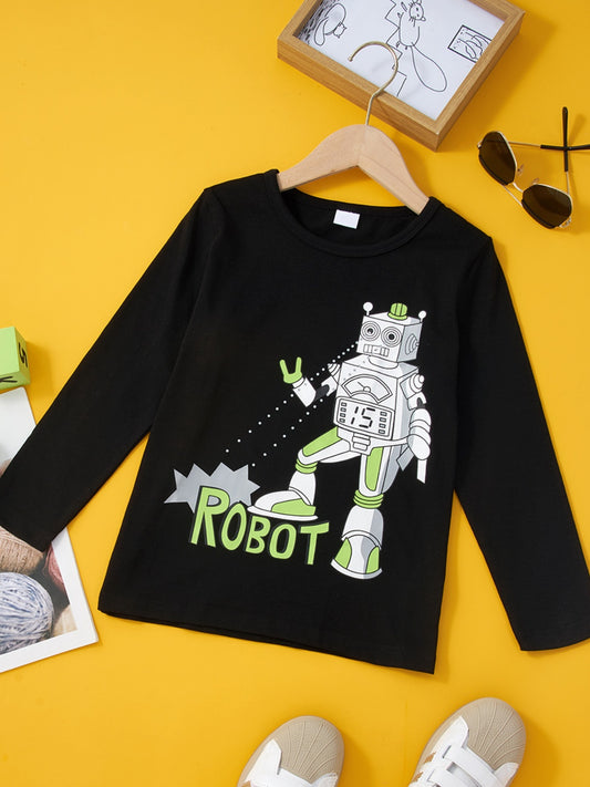 ROBOT Round Neck Long Sleeve T-Shirt-Jewearrings