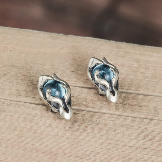 925 Sterling Silver Dragon Soul Topaz Stud Earrings-Jewearrings