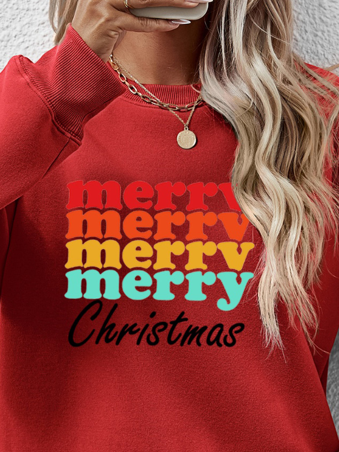 MERRY CHRISTMAS Graphic Long Sleeve Sweatshirt-Jewearrings