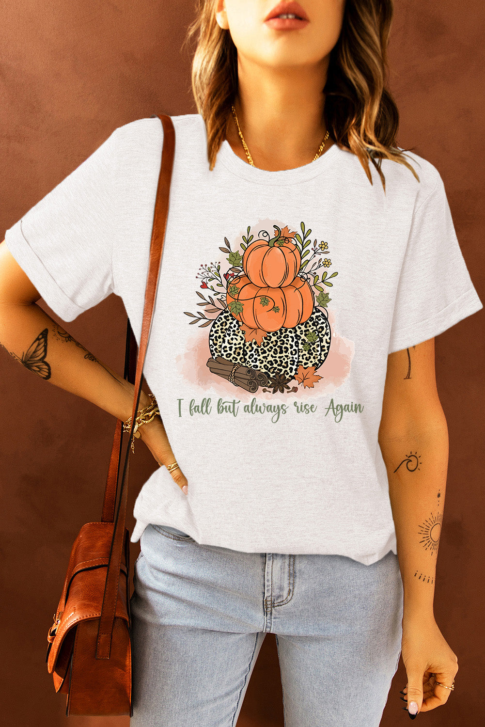 Short Sleeve Round Neck Pumpkin Graphic Tee-Jewearrings