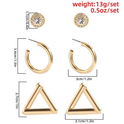 Mix And Match Simple Geometric C-shaped Half Hoop Earrings Set-Jewearrings