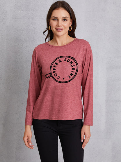 COFFEE SUNSHINE Round Neck Long Sleeve T-Shirt-Jewearrings