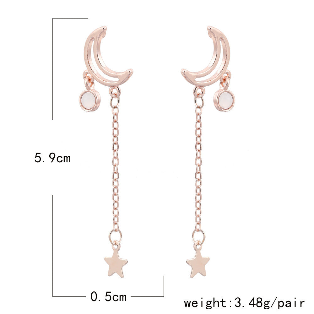 Trendy Earrings Rose Gold Lifting Star Moon-Jewearrings