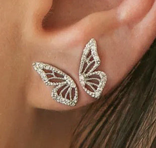 Women's Zircon Sterling Silver Butterfly Earrings-Jewearrings