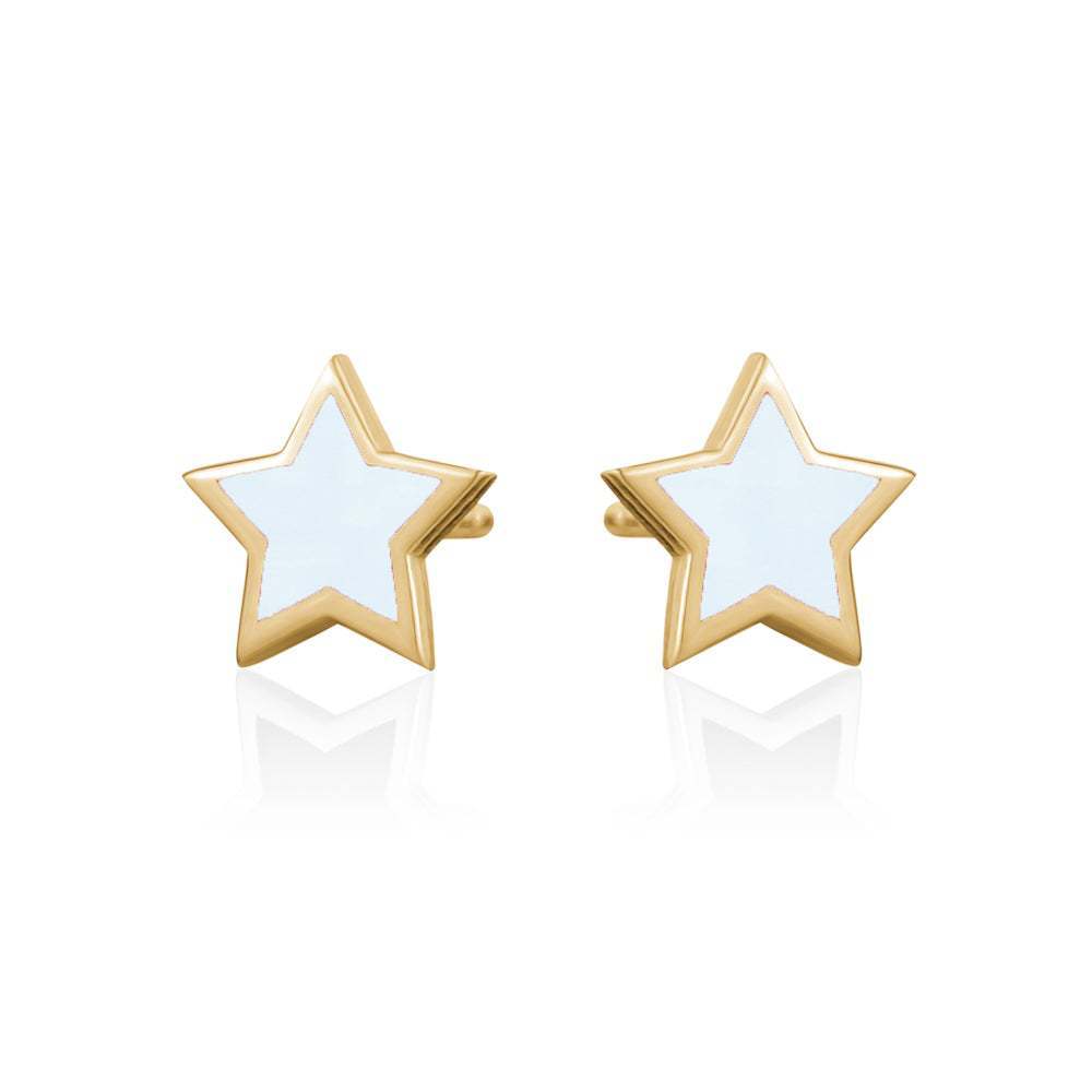 Sterling Silver Needle Multicolor Epoxy Star Stud Earrings Ins Simple And Compact-Jewearrings