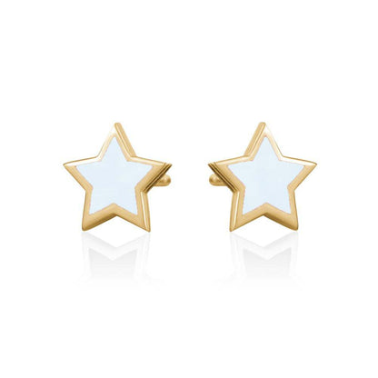 Sterling Silver Needle Multicolor Epoxy Star Stud Earrings Ins Simple And Compact-Jewearrings