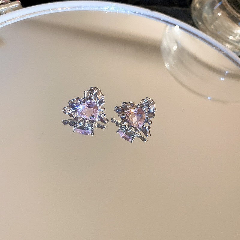 Women's Fashion Heart-shaped Zircon Ear Clip Earrings-Jewearrings