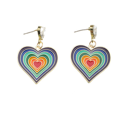 Retro Alloy Drop Nectarine Heart Girl Stud Earrings-Jewearrings