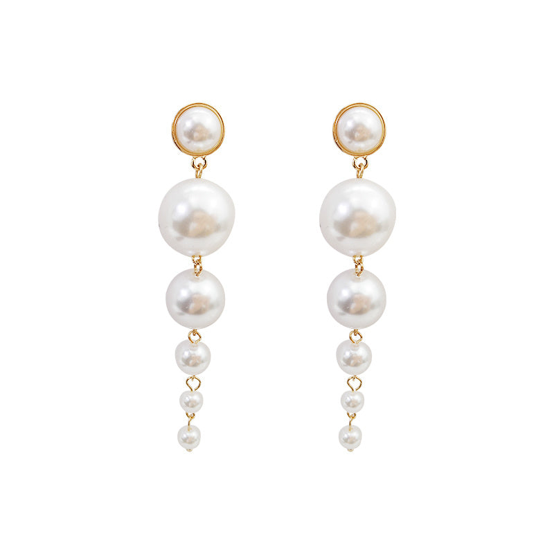 Moisture Long Tassel Pearl Earrings-Jewearrings