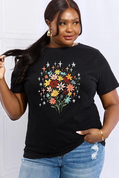 Simply Love Full Size Floral Graphic Cotton Tee-Jewearrings