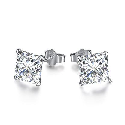 S925 Sterling Silver Zircon Single Rhinestone Ear Studs Female Earrings-Jewearrings