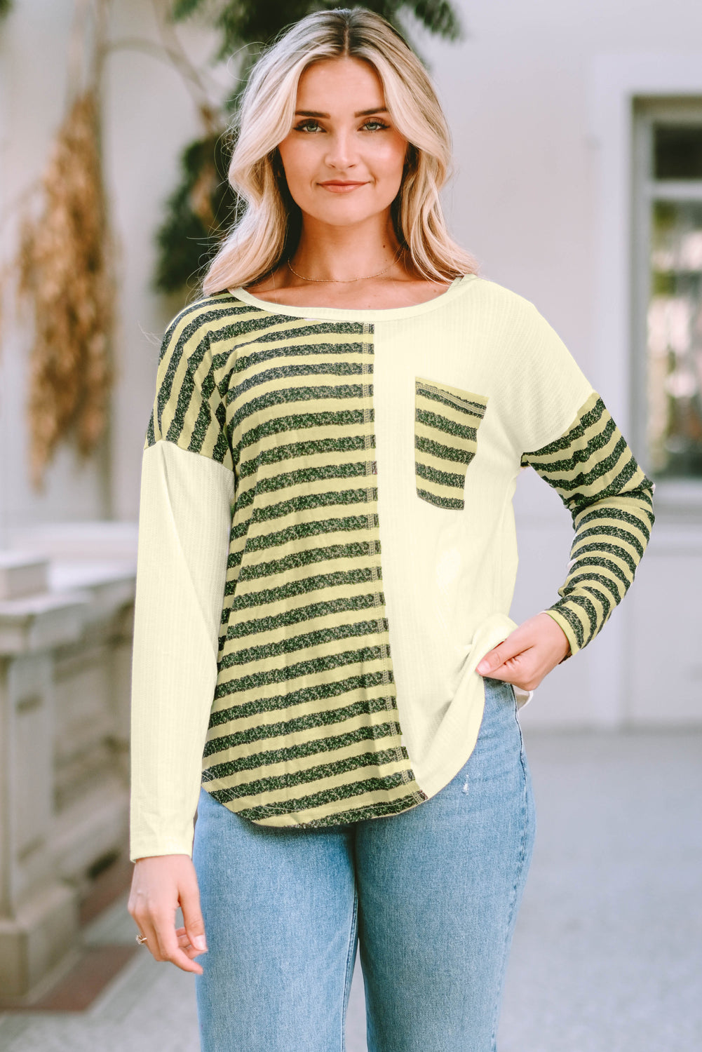 Striped Drop Shoulder T-Shirt-Jewearrings