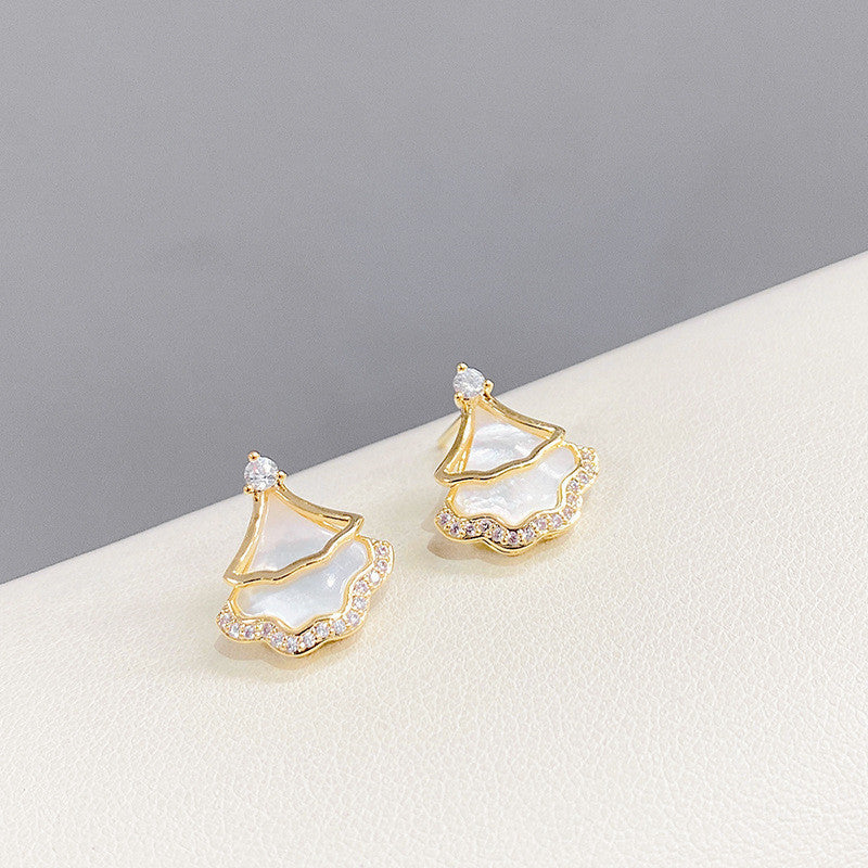 Light Luxury Geometric Earrings Small Skirt S925 Silver Needle Shell-Jewearrings