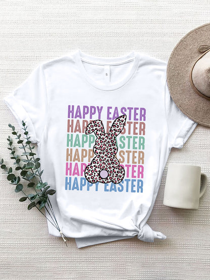 HAPPY EASTER Round Neck Short Sleeve T-Shirt-Jewearrings