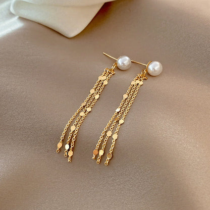 Simple Tassel Temperament Opal Earrings-Jewearrings