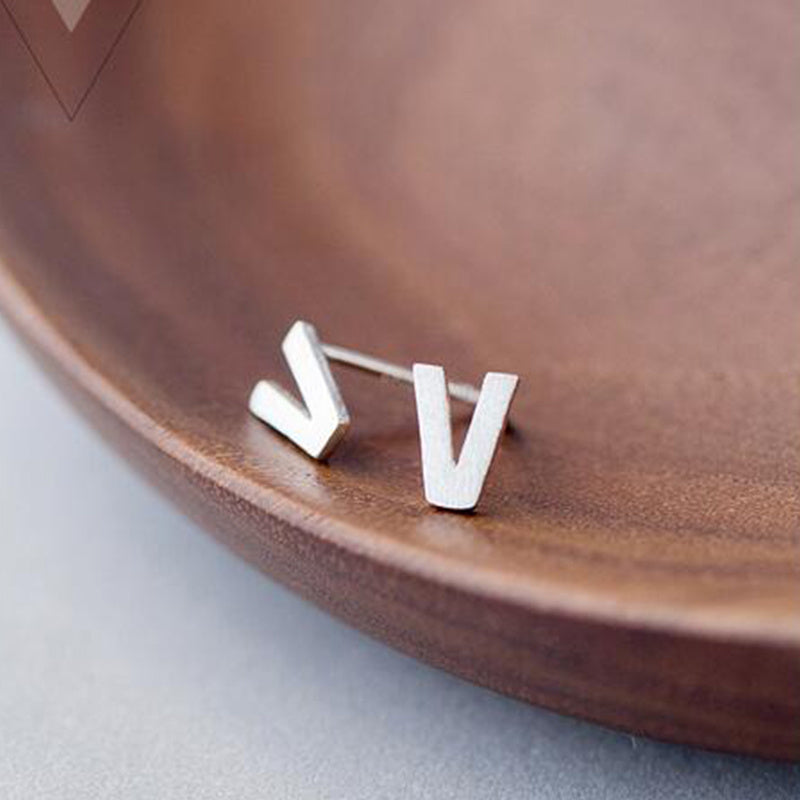 26 English Alphabet Stud Earrings Women's Copper Silver Plated-Jewearrings