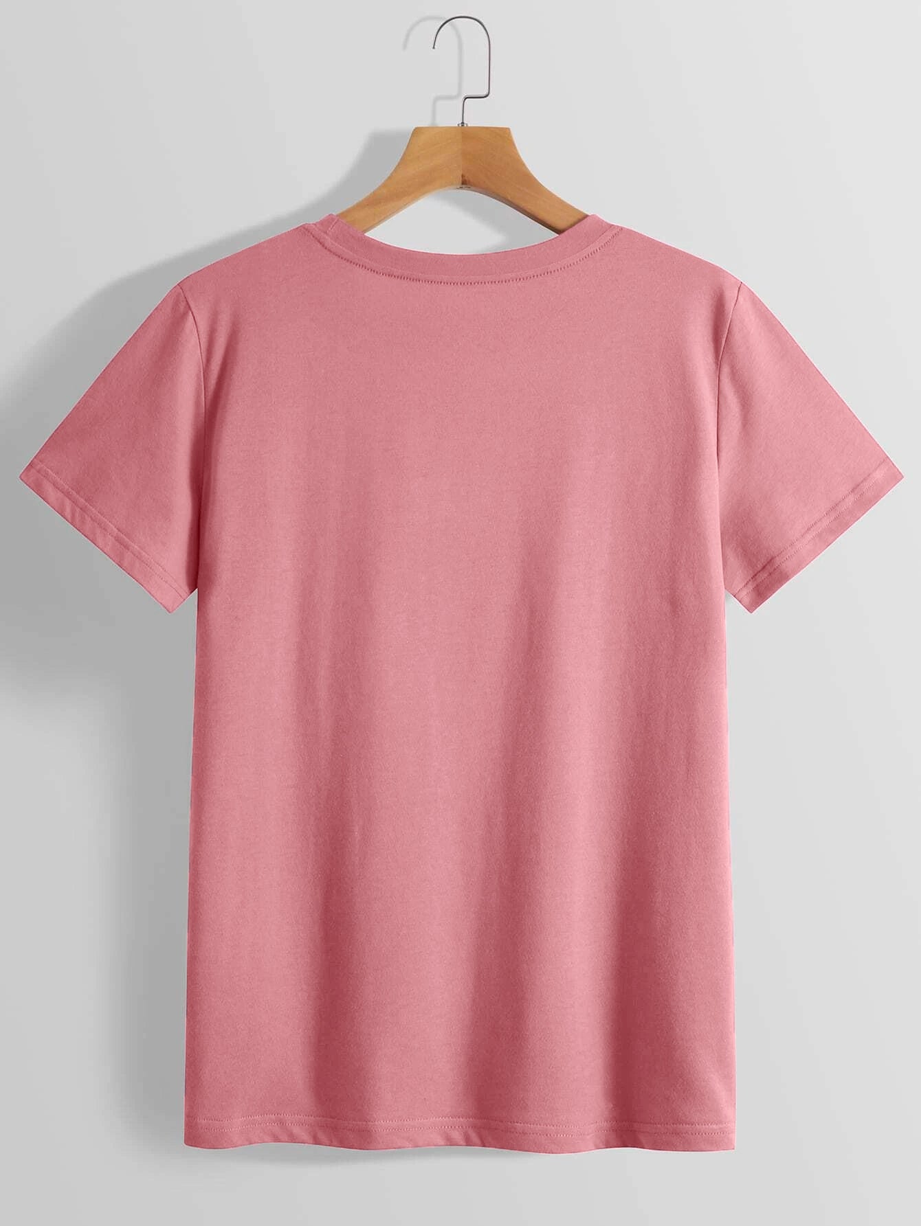 LUCKY Round Neck Short Sleeve T-Shirt-Jewearrings