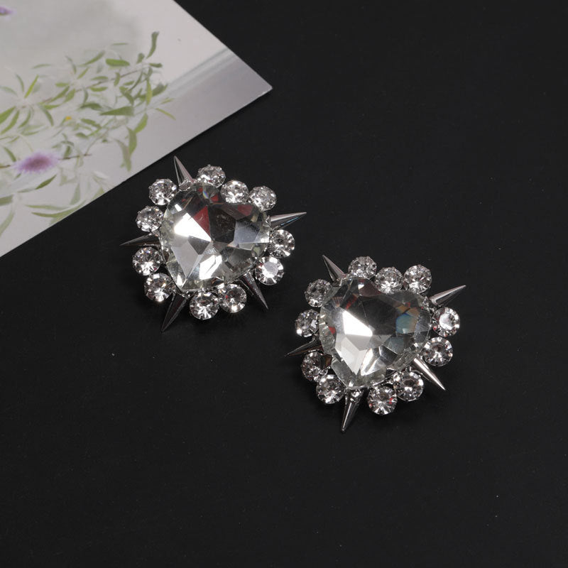 925 Silver Needle Heart Stud Earrings For Women-Jewearrings