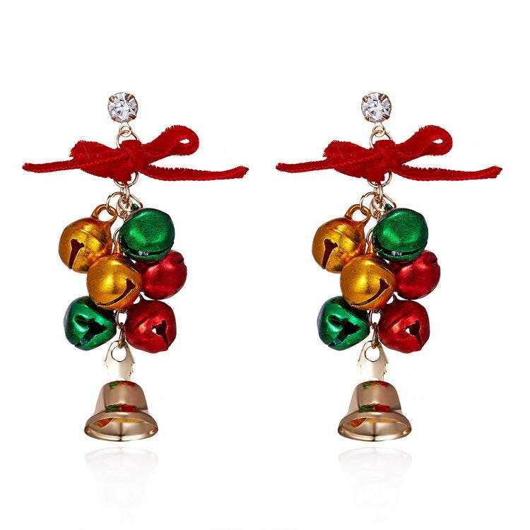 Christmas Fashion Simple Bells Bow Earrings-Jewearrings