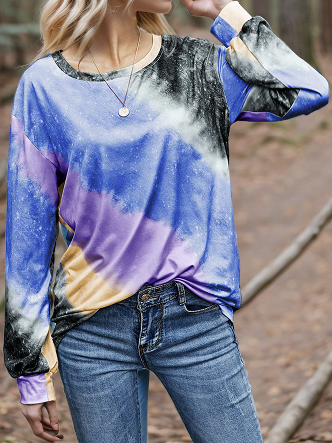 Printed Round Neck Long Sleeve T-Shirt-Jewearrings