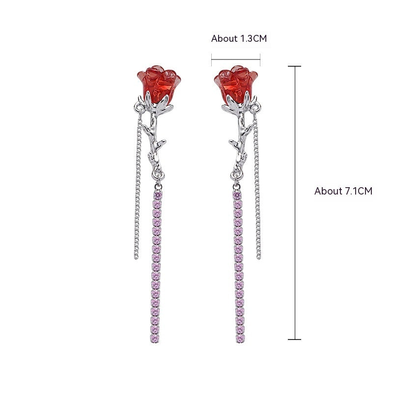 Red Rose Bow Earrings For Women-Jewearrings