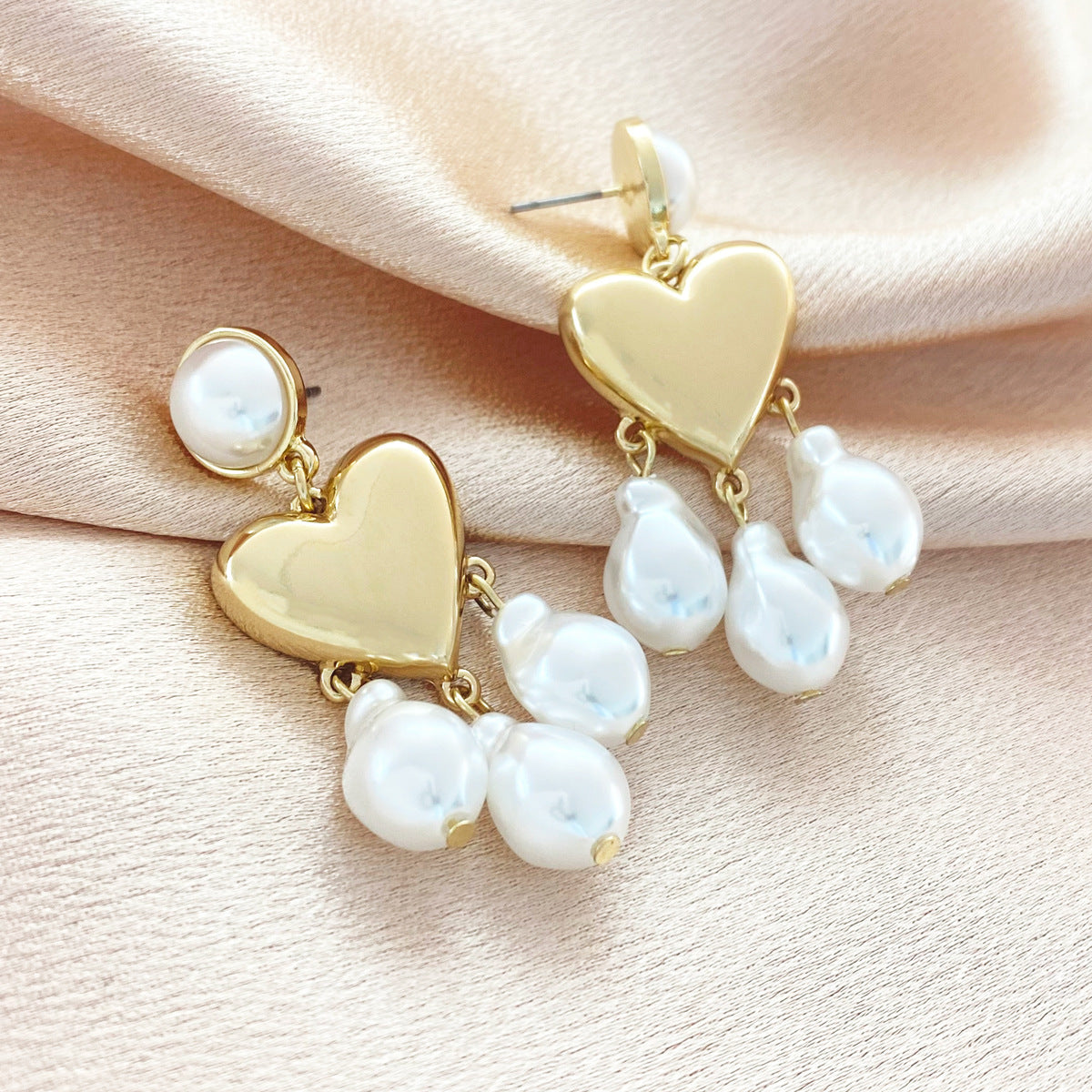 Women's Fashionable Temperamental All-match Irregular Pearl Pendant Tassel Earrings-Jewearrings