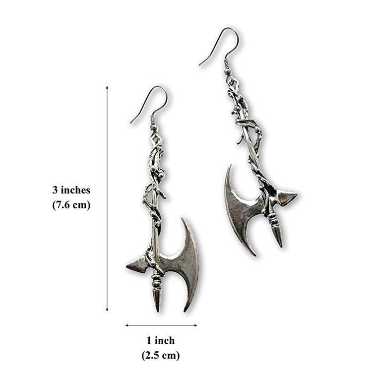 Gothic Vintage Cross Axe Earrings Exaggerated Halloween-Jewearrings