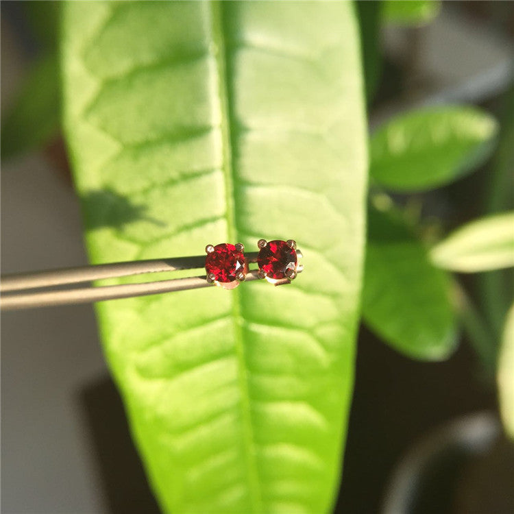 Women's 925 Sterling Silver Natural Garnet Earrings-Jewearrings